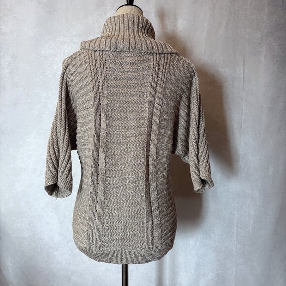 INC International Concepts Sweaters Shimmer Turtleneck Blouse Metallic Beige L - Picture 4 of 9